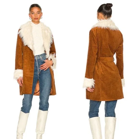 Show Me Your Mumu Corduroy Fur Penny Lane Coat Size XS - Picture 9 of 16
